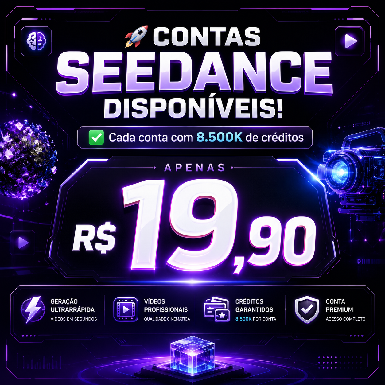CONTAS SEEDANCE — 8.500K CRÉDITOS
